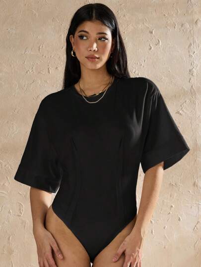 New Summer Casual Round Neck Bodysuit T-Shirt With Aesthetic